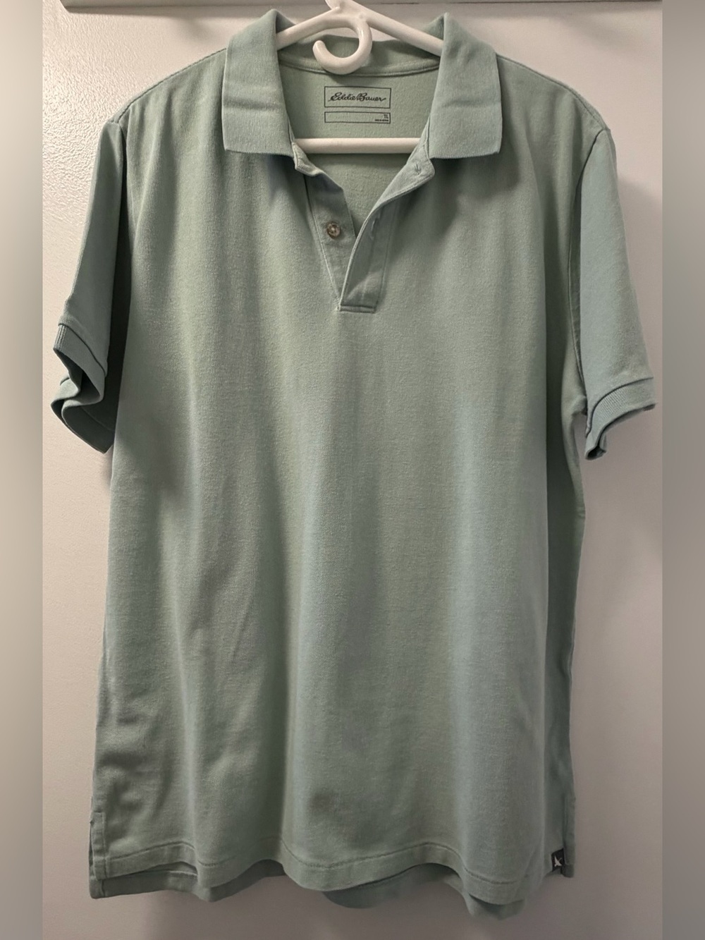 Eddie Bauer Men’s Large Tall Sage Green / Mint Green 100% Cotton Polo Shirt LT